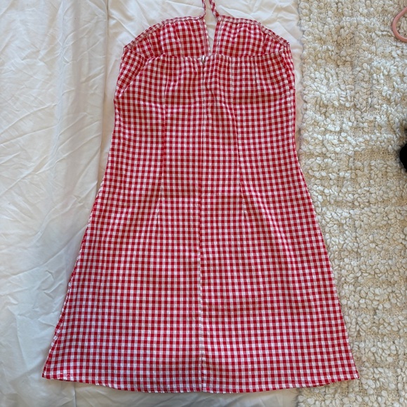 Red and White Gingham Strapless Sundress - Picture 2 of 2